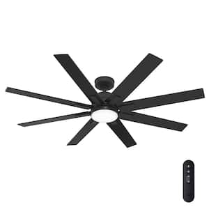 Windsail 60 in. Integrated LED Indoor/Outdoor Matte Black Ceiling Fan with Remote Included