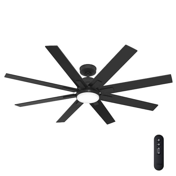 Windsail 60 in. ENERGY STAR Matte Black Indoor/Covered Outdoor Ceiling Fan with Light Kit and Handheld Remote