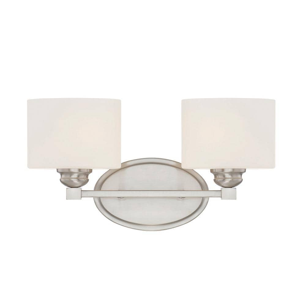 Kane 16 in. W x 8.5 in. H 2-Light Satin Nickel Bathroom Vanity Light with Etched Glass Shades -  Savoy House, 8-890-2-SN