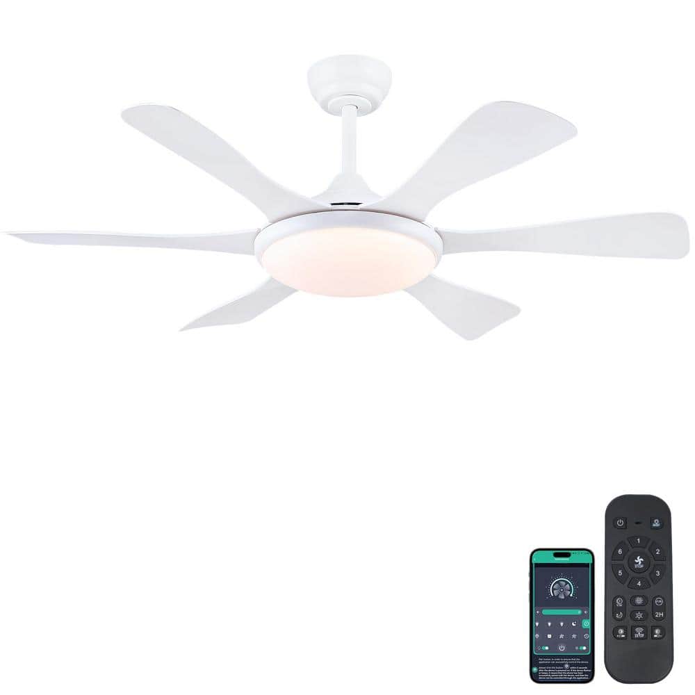 47 in. APP Control Indoor White Low Profile Standard Ceiling Fan with LED D