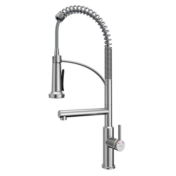 Adlington Single Handle Pull-Down Sprayer Kitchen Faucet in Stainless Steel