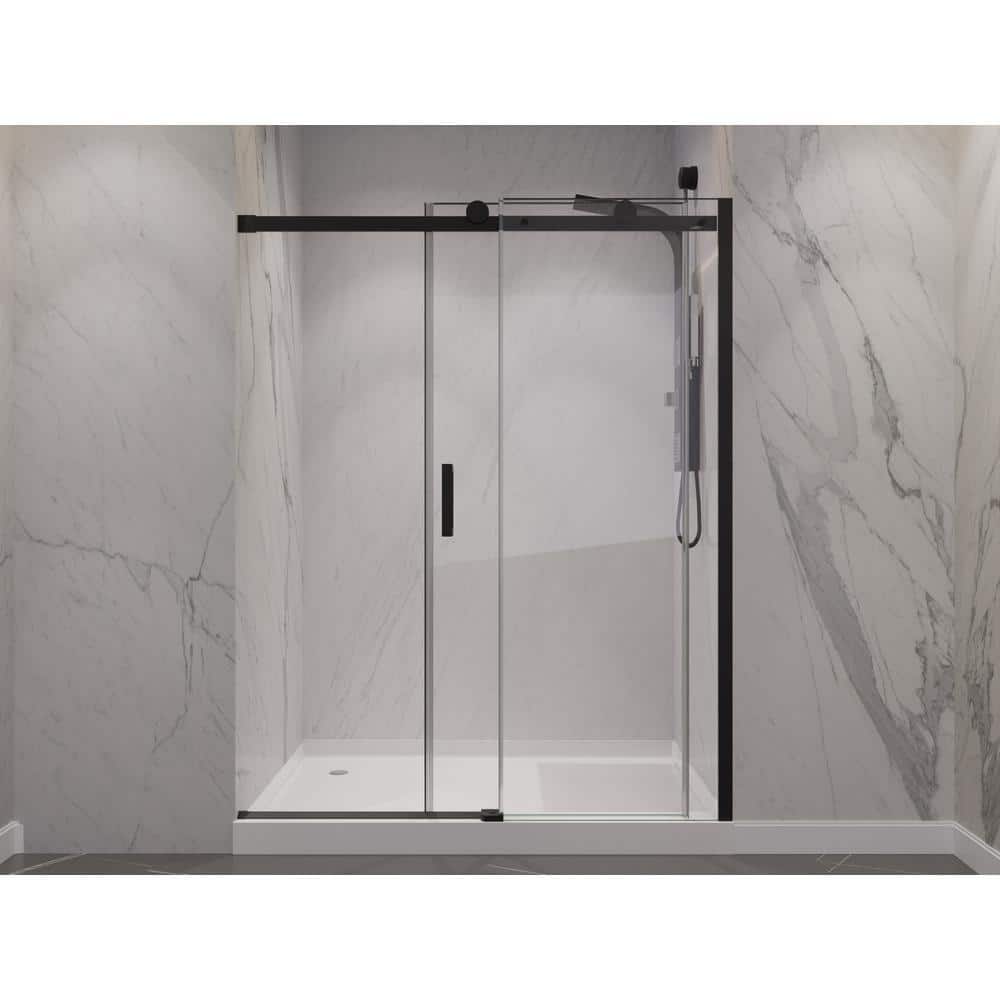 Rhodes 48" x 76" Frameless Sliding Shower Door in Matte Black