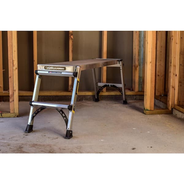 Gorilla Ladders - 47 in. x 12 in. x 20 in. Heavy Duty Aluminum PRO Slim-Fold Work Platform with 300 lb. Load Capacity