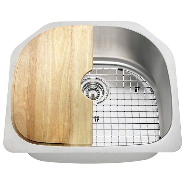 Polaris Sinks Undermount Stainless Steel 23-1/2 in. Single Bowl Kitchen Sink Kit