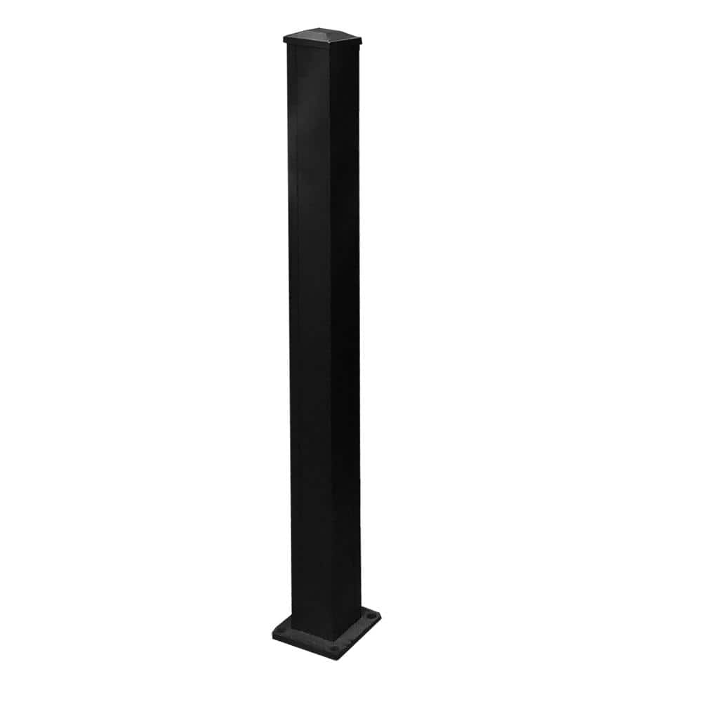 Weatherables Arlington 3 in. x 3 in. x 54 in. Textured Black Aluminum Post Kit LBALARPOSTKIT54