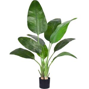 4 ft. Artificial Bird of Paradise Plant in Pot Palm Potted Tree for Home Office Decor
