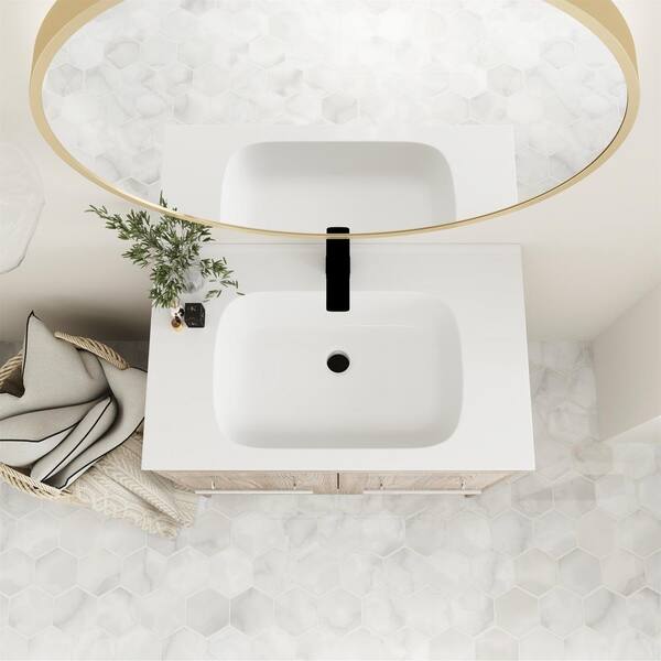 FUNKOL 30 in. W Simplicity Modern Float Mounting Bathroom Vanity