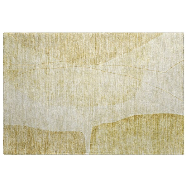 Dream Shag Premium Machine Washable Abstract ADS696 Gold 2 ft. x 3 ft. Accent Rug