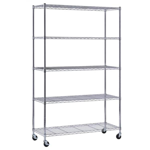 Muscle Rack Mobile 5-Tier Steel Chrome Garage Storage Shelving Unit (48 ...