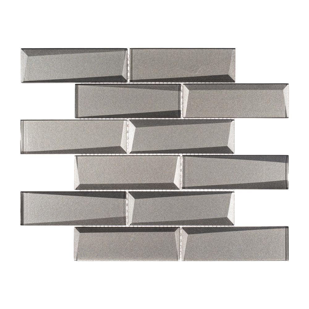 Daazen 11.75'' x 12'' Polished Gray Glass Mosaic Tile Sheet