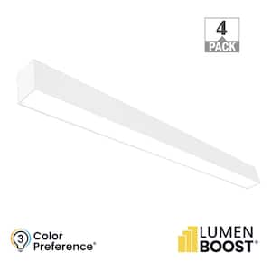 4 ft. 64-Watt Equivalent Integrated LED White Strip Light Fixture Architectural Linear Lumen Boost Adjust CCT (4-Pack)