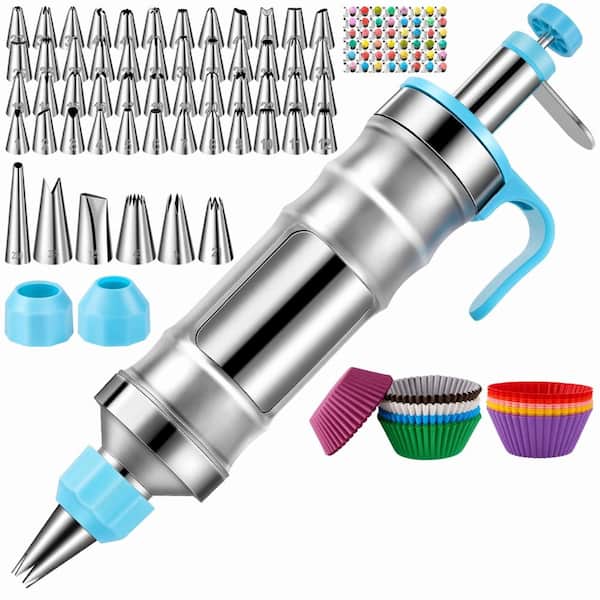 164-Piece Cake Decorating Kit with Piping Syringe, 54 Icing Tips, Couplers and Silicone and Disposable