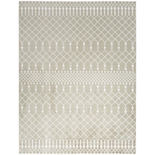 Nourison Astra Machine Washable Sage 8 ft. x 10 ft. Moroccan Transitional Area Rug