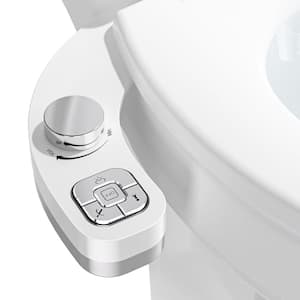 Chrome Silver Dual Nozzle Non-Electric Bidet Part Bidet Attachment with Self Cleaning and Adjustable Water Pressure