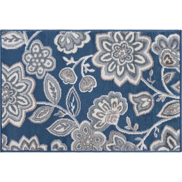 Madison Floral Navy 2 ft. x 3 ft. Indoor Area Rug