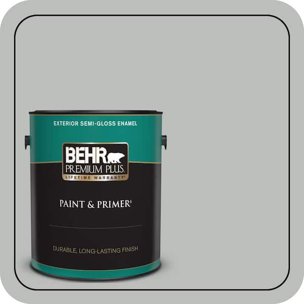 BEHR PREMIUM PLUS 1 gal. Home Decorators Collection #HDC-NT-23G Alaskan Gray Semi-Gloss Enamel Exterior Paint & Primer