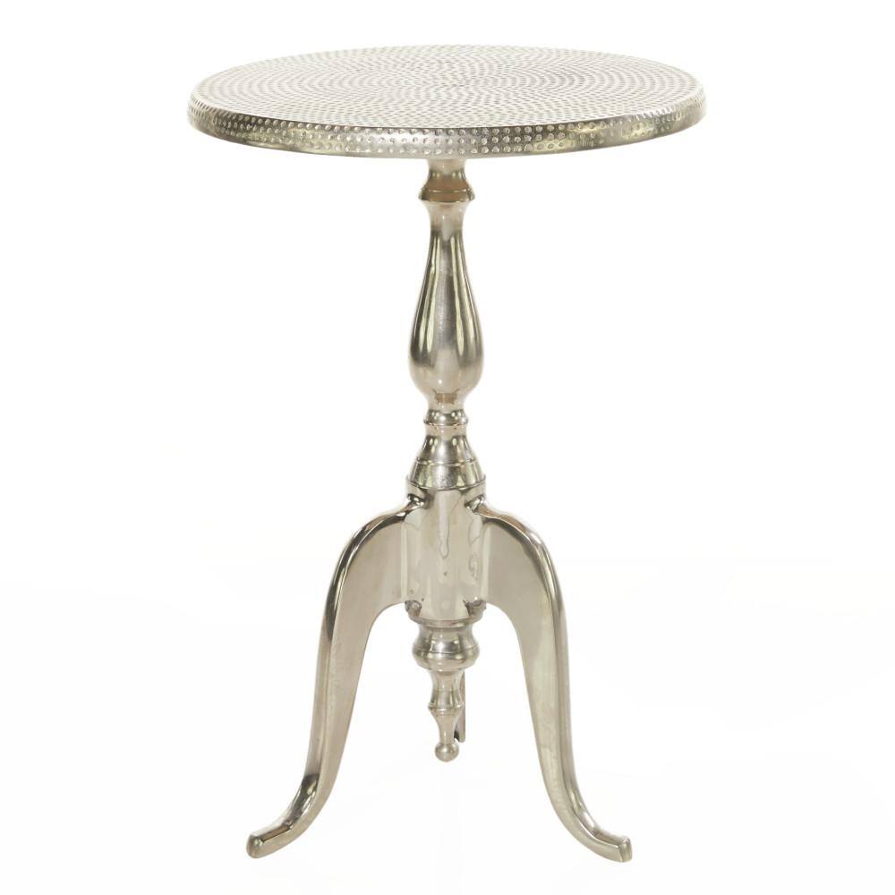Elegant Silver Aluminum Round Pedestal Accent Table - 15" x 22"