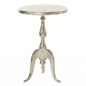 15 in. Silver Small Large Round Aluminum End Accent Table