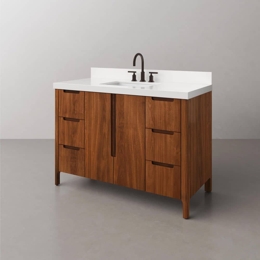 Sequoia 48" Noir Juglans Single Sink Vanity with Quartz Top