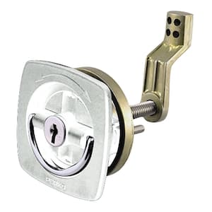 Flush-Mount Locking Latch with Offset Cam Bar and Flexible Polymer Strike for 1-1/8 in. to 2 in. Hole - White
