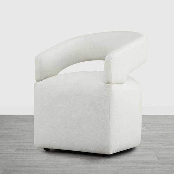 Octavian Beige Fabric Dining Chair with Removable Casters for Dining Room Bed Room Living Room