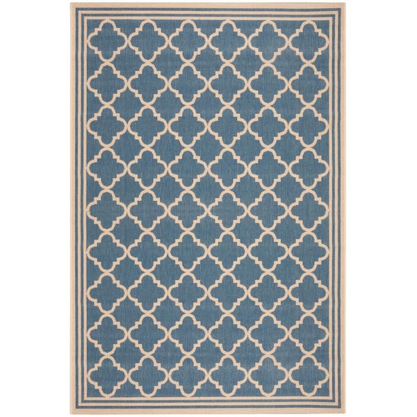 SAFAVIEH Beach House Blue/Cream 5 ft. x 8 ft. Trellis Indoor/Outdoor Patio  Area Rug