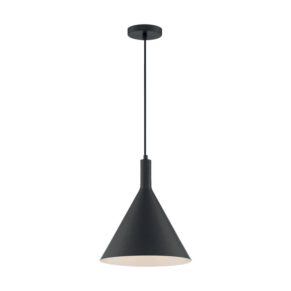 Matte Black Modern Funnel-Shaped LED Pendant Light