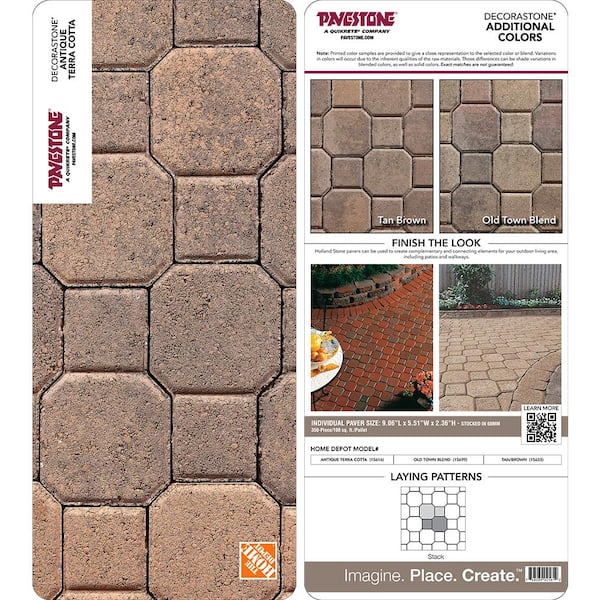 Pavestone Paper Sample Only of Decorastone 9.06 in. L x 5.51 in. W x 2.36 in. H Antq Terra Cotta Concrete Paver (1-Piece)