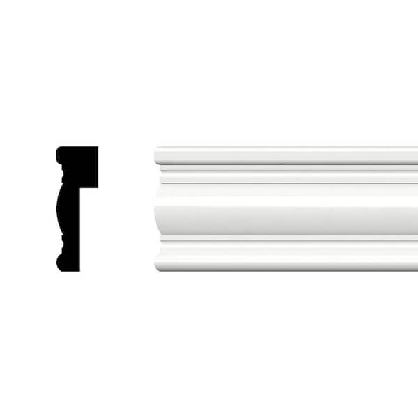3 in. x 1 in. x 96 in. Decorative Wainscot Cap Moulding, PVC