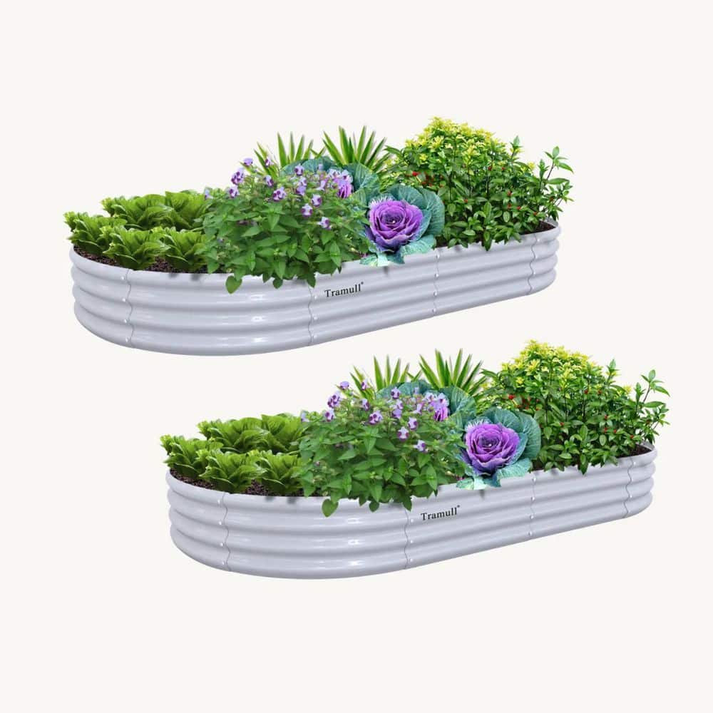 2-Pack 72 in. x 36 in. x 12 in. Outdoor Oval Gray Galvanized Steel Elevated Garden Beds for Garden price history on PriceWatchPro