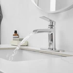 Single Hole Single-Handle Bathroom Faucet With Supply Hose in Chrome