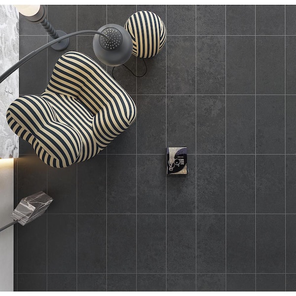 Italian Black 24 in. x 12 in. Porcelain Tile Sample