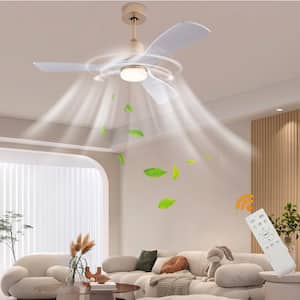 42 in. Indoor White and Gold Modern Ceiling Fan with 3-Color Temperature Integrated LED Light Source and Remote Included