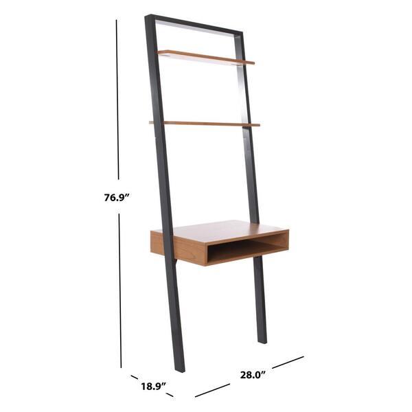 SAFAVIEH Kamy 28 in. Brown/Black 2-Shelf Leaning Desk DSK9401A