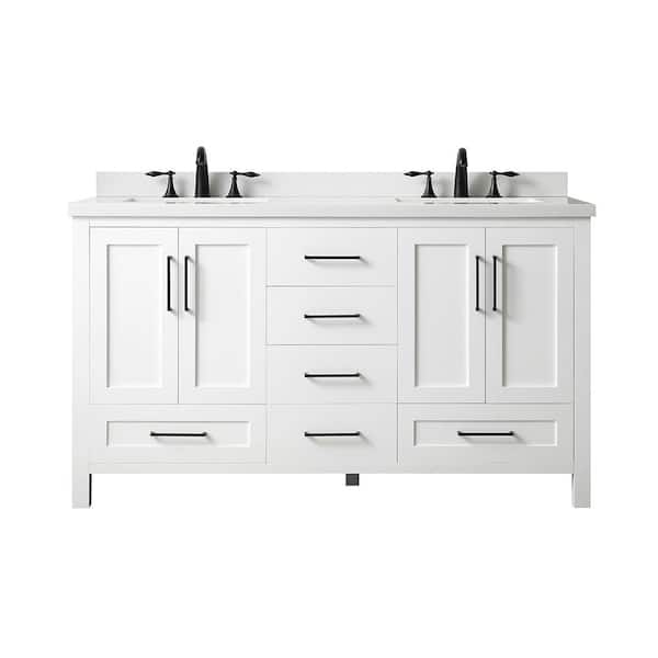 White With Cultured Marble Vanity Top, Black Cultured Marble Vanity Top