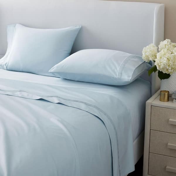 Legends Hotel Egyptian 4-Piece Sky Blue Cotton Sateen King Sheet Set