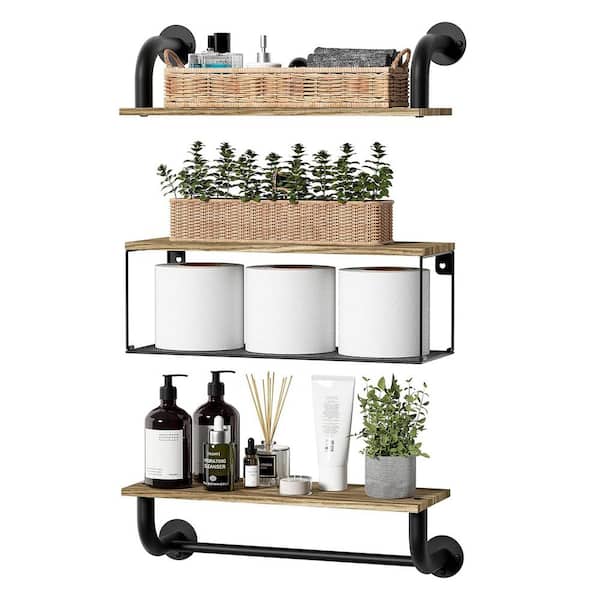Cubilan 16.9 in. W x 5.9 in. D Decorative Wall Shelf, Light Natural Wood Bathroom Shelves Wall Mounted