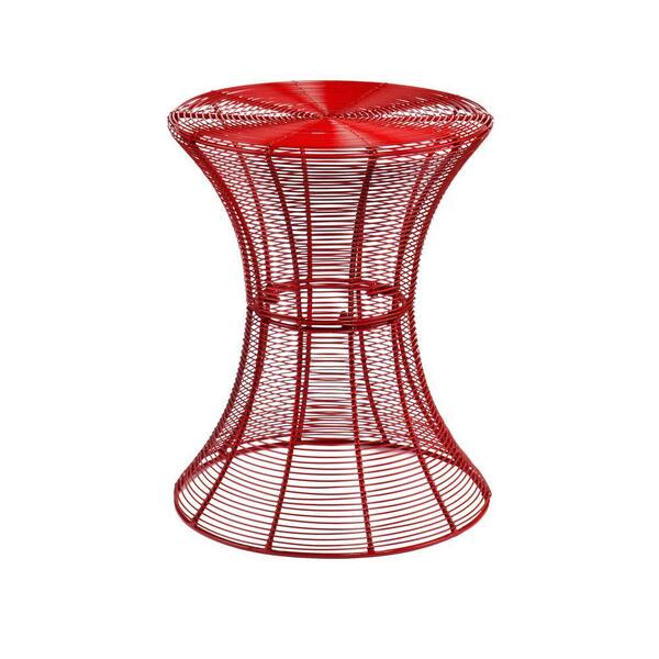 Southern Enterprises 18.5 in. Red Metal Spiral Accent Table