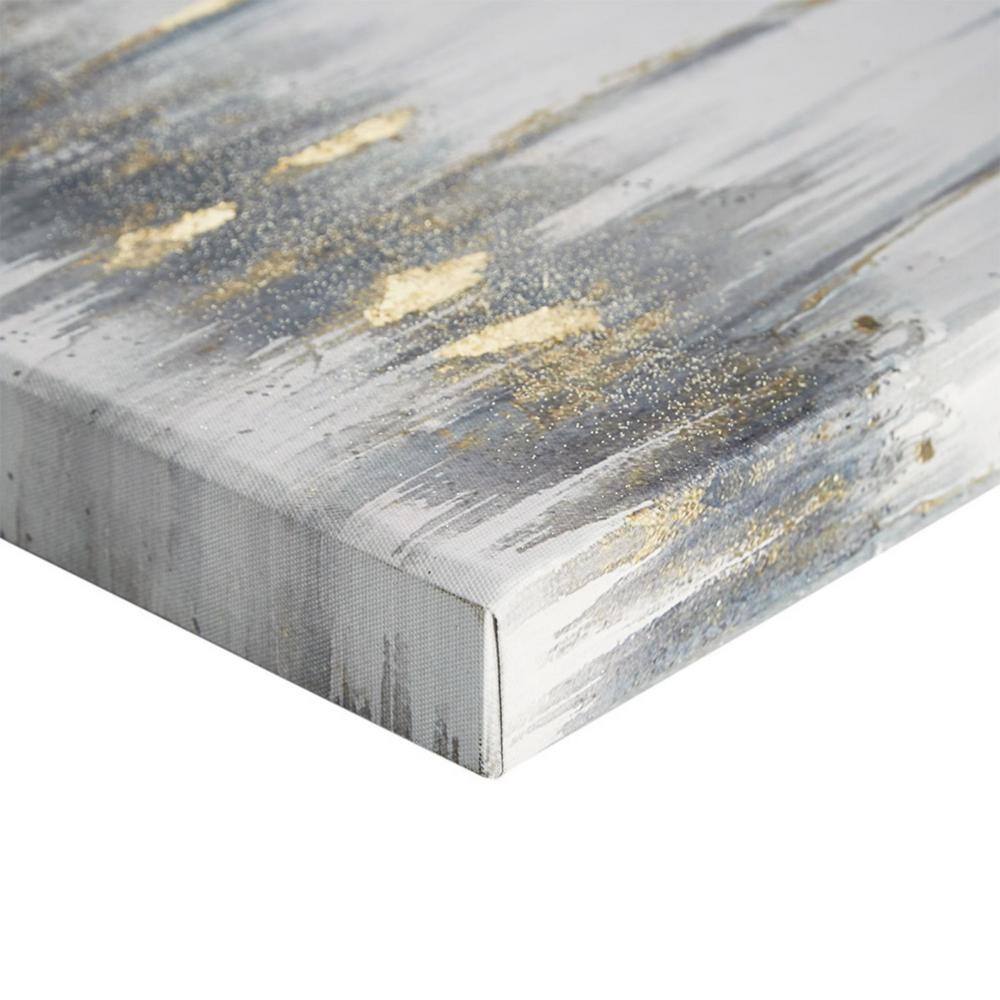 Nordic Gold Trim Blue and Gray Forest Canvas Art Set