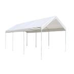 Outsunny 12 ft. x 20 ft. x 9 ft. Grey Roof PE Carport Canopy Tent with ...