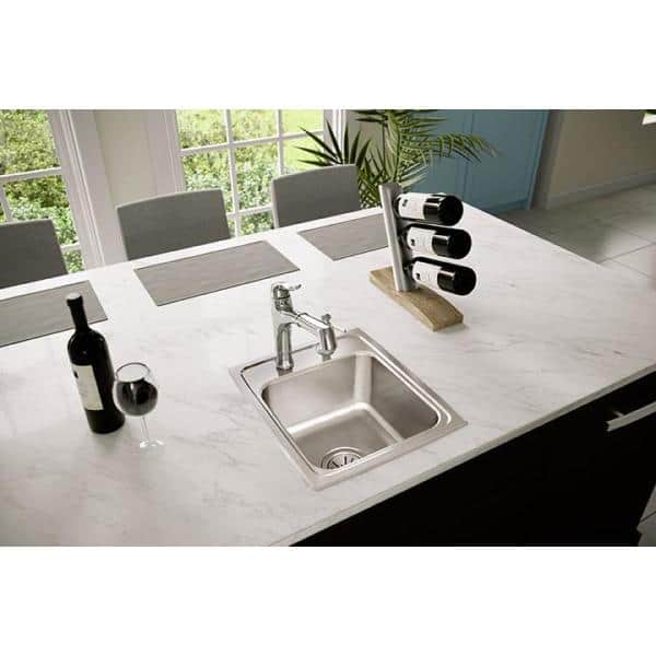 Lustertone Classic 15 in. Drop-in Single Bowl 18-Gauge Lustrous Satin Stainless Steel Bar Sink Only