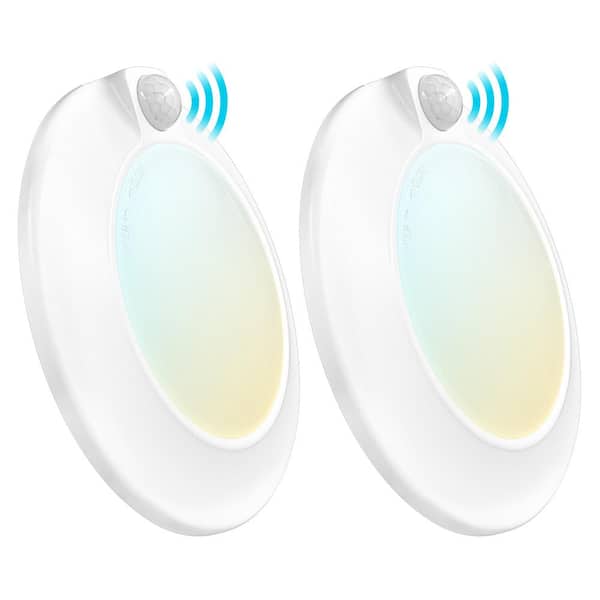 LUXRITE 10-Watt 4 in. Motion Sensor Ceiling Light 3 Color 3000K-5000K Selectable LED Flush Mount 600 Lumens (2-Pack)
