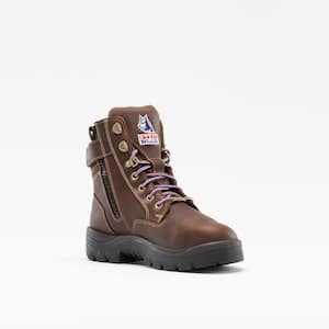 Women's Southern Cross Metatarsal Zip 6 inch Lace Up Work Boots - Steel Toe - Oak Size 5(W)