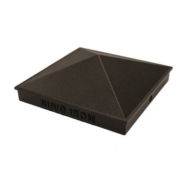 NUVO IRON 4 in. x 6 in. Black Aluminum Ornamental Pyramid Post Cap