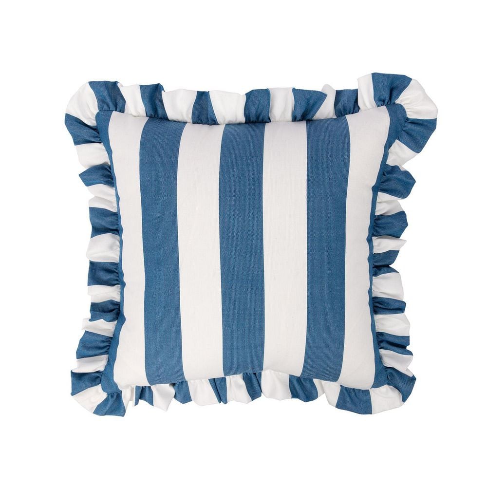 Cabana Stripe Navy/White 18 in. Filled Square Ruffle Outdoor Throw Pillow price history on PriceWatchPro
