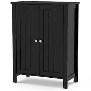 2-Door Bathroom Floor Storage Cabinet Space Saver Organizer Black