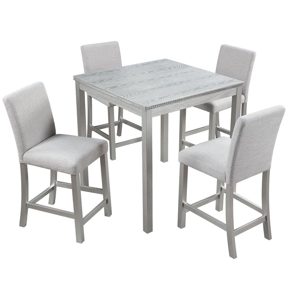 5-Piece Solid Wood Outdoor Conversation Patio Furniture Set with Gray Cushions price history on PriceWatchPro