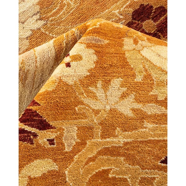 Eclectic Brown 9 x 12 Oriental Wool Indoor Area Rug