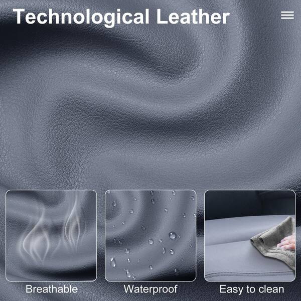 Pinksvdas 30.2 in. Light Grey Standard Manual Tech Faux Leather