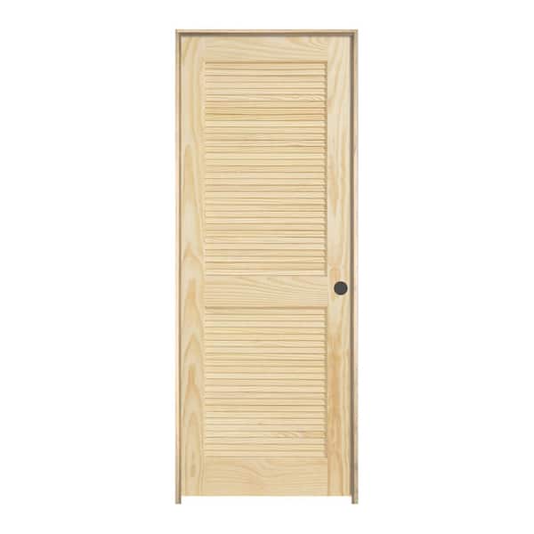 JELD-WEN 30 in. x 80 in. Pine Unfinished Left-Hand Full Louver Solid Wood Single Prehung Interior Door